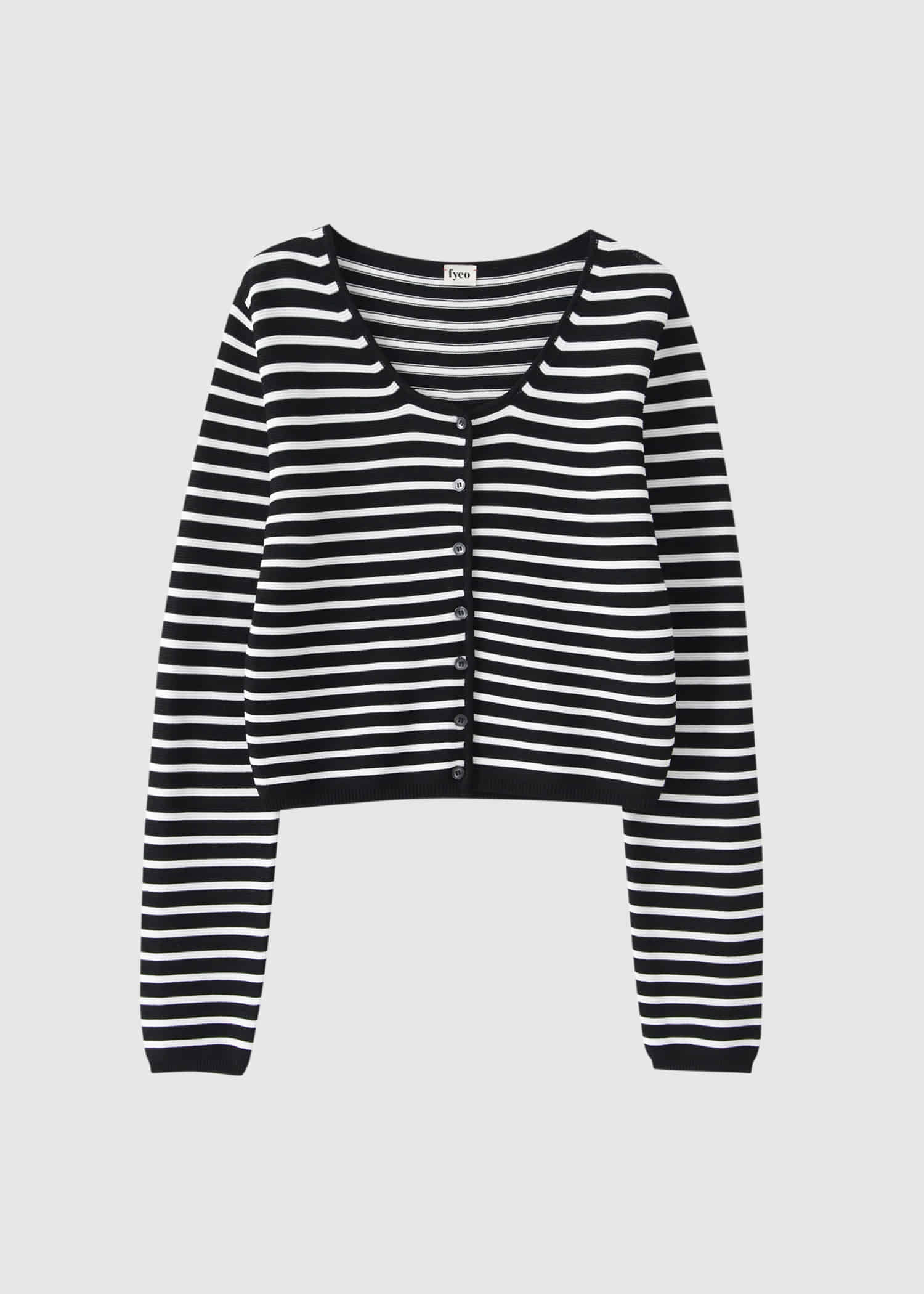 (BLACK) Stripe knit cardigan