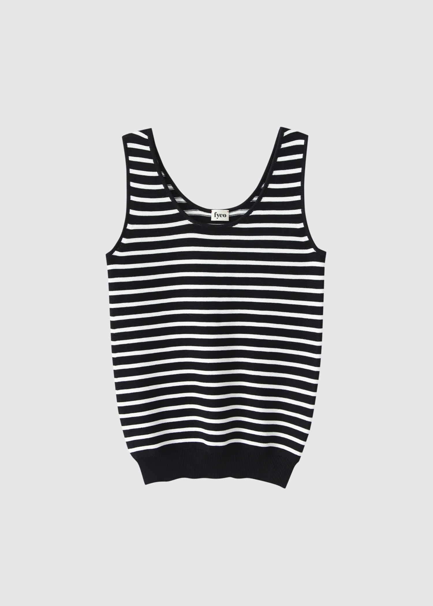 (BLACK) Stripe sleeveless knit