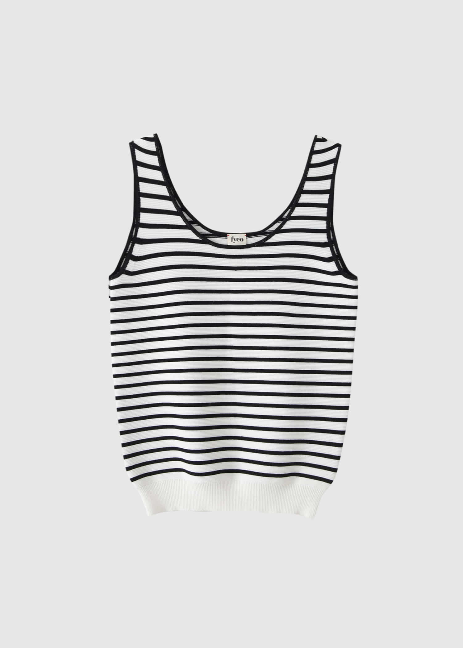 (WHITE) Stripe sleeveless knit